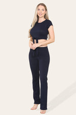 Load image into Gallery viewer, Tie Belt Front Cropped Loungewear Ribbed Trousers Set
