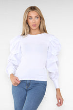 Load image into Gallery viewer, Oversized Puff Sleeves Ribbed Top
