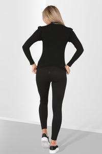 Side Buttons Frill Shoulder Two Piece Loungewear Set