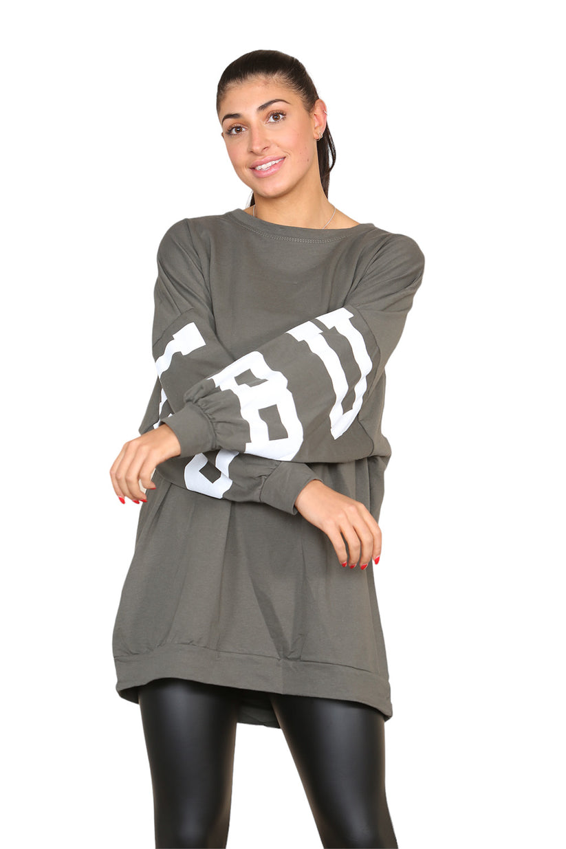 Curve Buffalo Slogan Print Oversized Jumper Dress