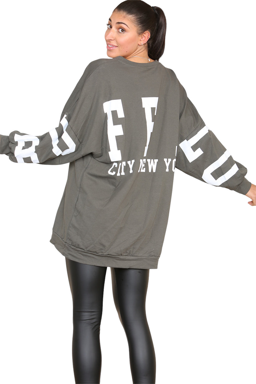Curve Buffalo Slogan Print Oversized Jumper Dress