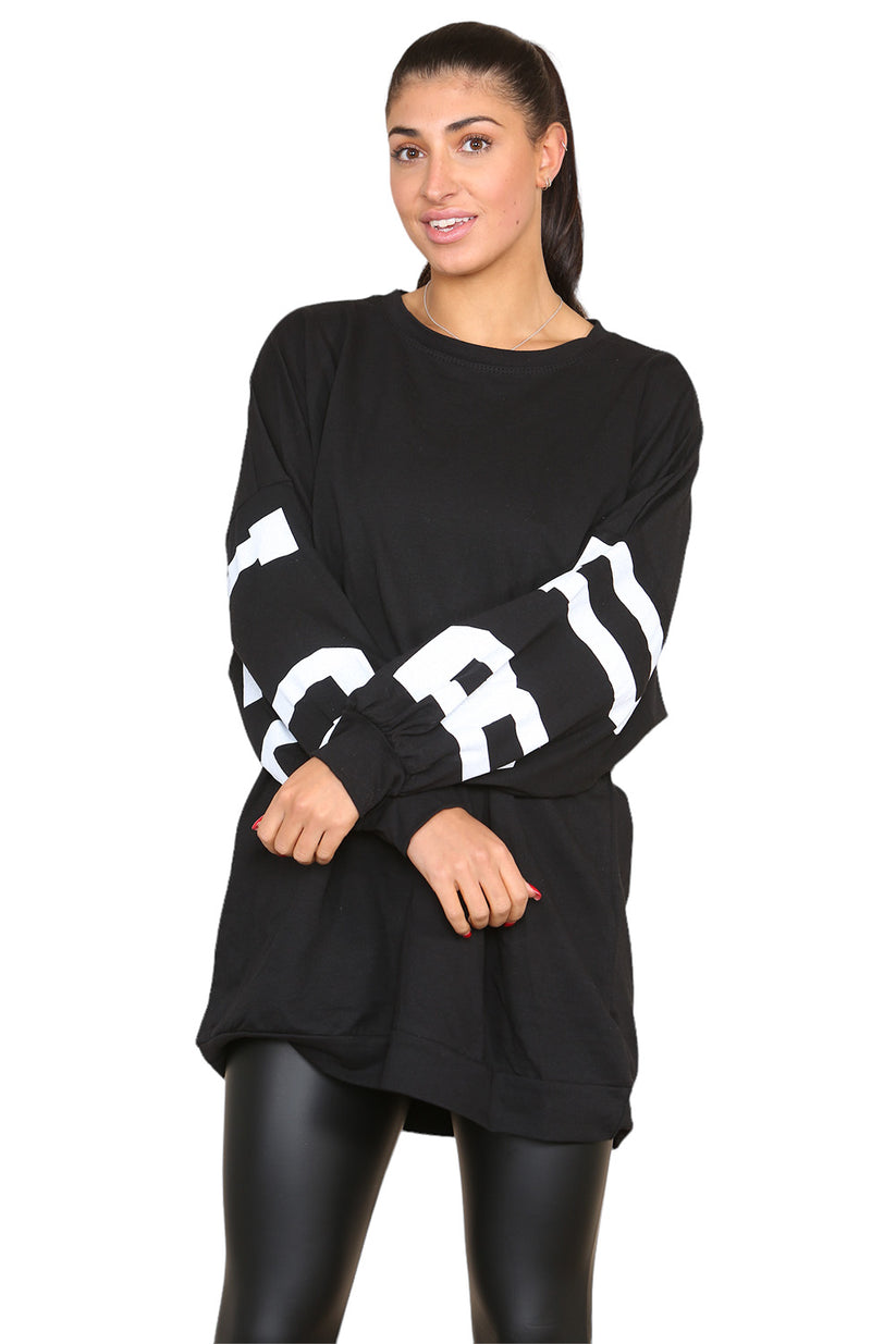 Curve Buffalo Slogan Print Oversized Jumper Dress