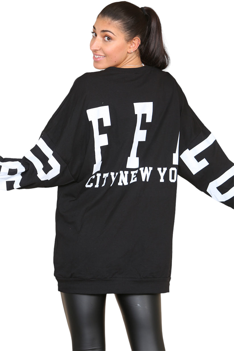 Curve Buffalo Slogan Print Oversized Jumper Dress