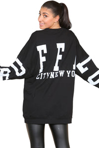 Curve Buffalo Slogan Print Oversized Jumper Dress