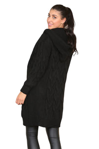 Knitted Cables Hooded Long Over-Sized Cardigan