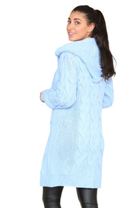 Knitted Cables Hooded Long Over-Sized Cardigan