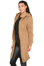 Load image into Gallery viewer, Knitted Cables Hooded Long Over-Sized Cardigan

