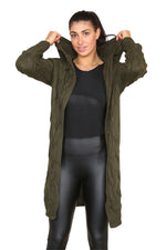 Load image into Gallery viewer, Knitted Cables Hooded Long Over-Sized Cardigan
