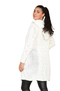 Knitted Cables Hooded Long Over-Sized Cardigan