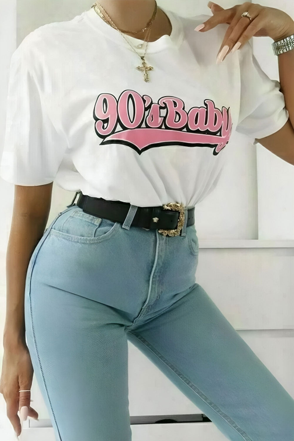 Oversized “90s Baby” Short Sleeves T-Shirt