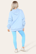 Load image into Gallery viewer, Curve Set Ruched Sleeves Hoodie With Satin Ribbon &amp; High Waist Ribbed Leggings
