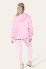 Load image into Gallery viewer, Curve Set Ruched Sleeves Hoodie With Satin Ribbon &amp; High Waist Ribbed Leggings
