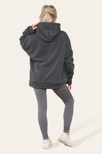 Curve Set Ruched Sleeves Hoodie With Satin Ribbon & High Waist Ribbed Leggings