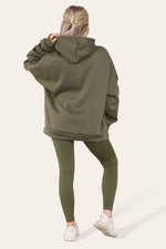 Load image into Gallery viewer, Curve Set Ruched Sleeves Hoodie With Satin Ribbon &amp; High Waist Ribbed Leggings
