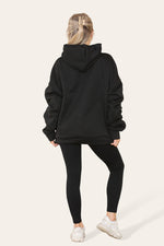 Load image into Gallery viewer, Curve Set Ruched Sleeves Hoodie With Satin Ribbon &amp; High Waist Ribbed Leggings
