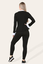 Load image into Gallery viewer, Peplum Frill Neck Suit Pleated Lounge Wear Set
