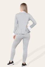 Load image into Gallery viewer, Peplum Frill Neck Suit Pleated Lounge Wear Set
