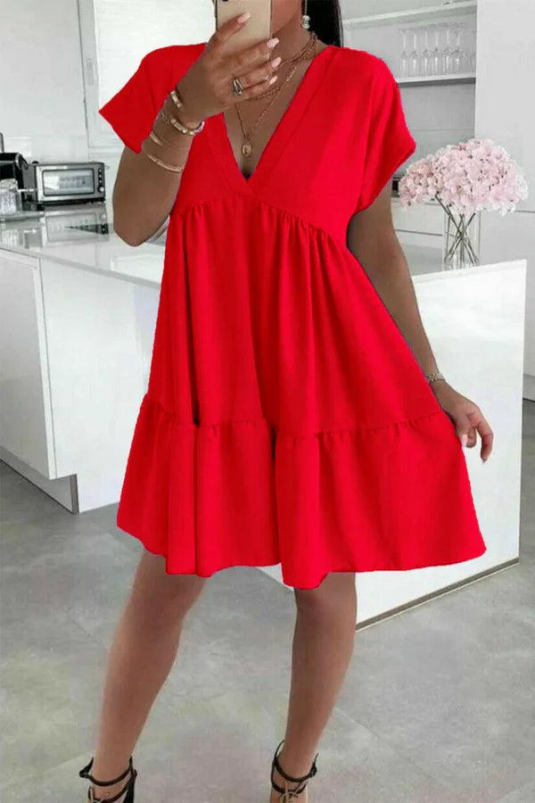 Italian V-Neck Smock Dress
