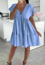 Load image into Gallery viewer, Italian V-Neck Smock Dress

