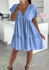 Italian V-Neck Smock Dress