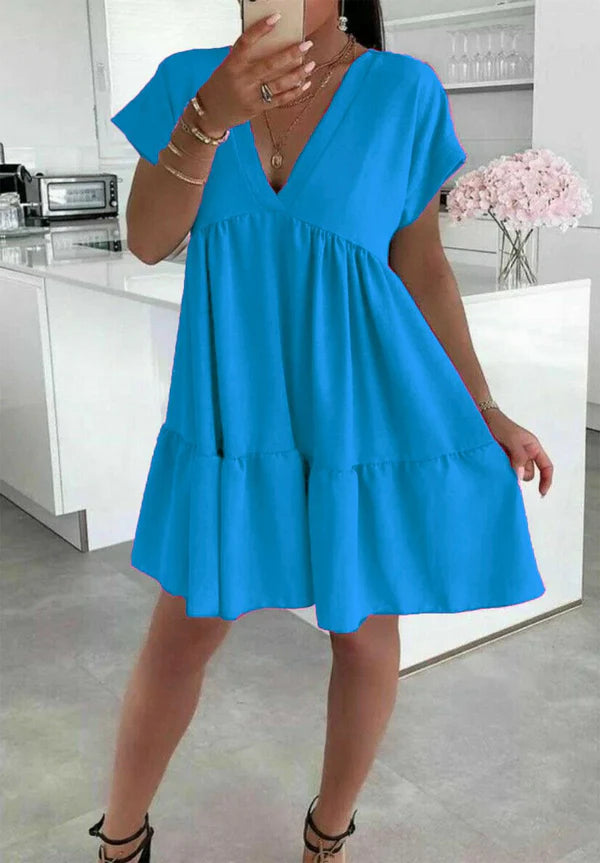 Italian V-Neck Smock Dress