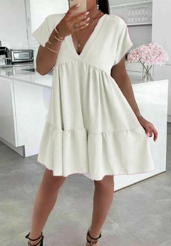 Italian V-Neck Smock Dress