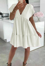 Load image into Gallery viewer, Italian V-Neck Smock Dress
