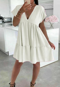 Italian V-Neck Smock Dress