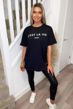 Load image into Gallery viewer, Oversized “C&#39;est La Vie” Paris Short Sleeves T-Shirt

