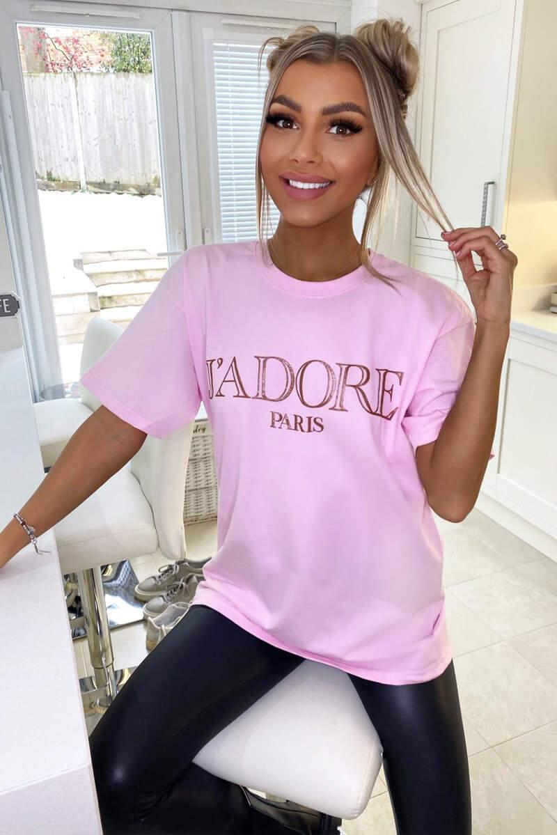 Oversized “J' Adore Paris” Short Sleeves T-Shirt