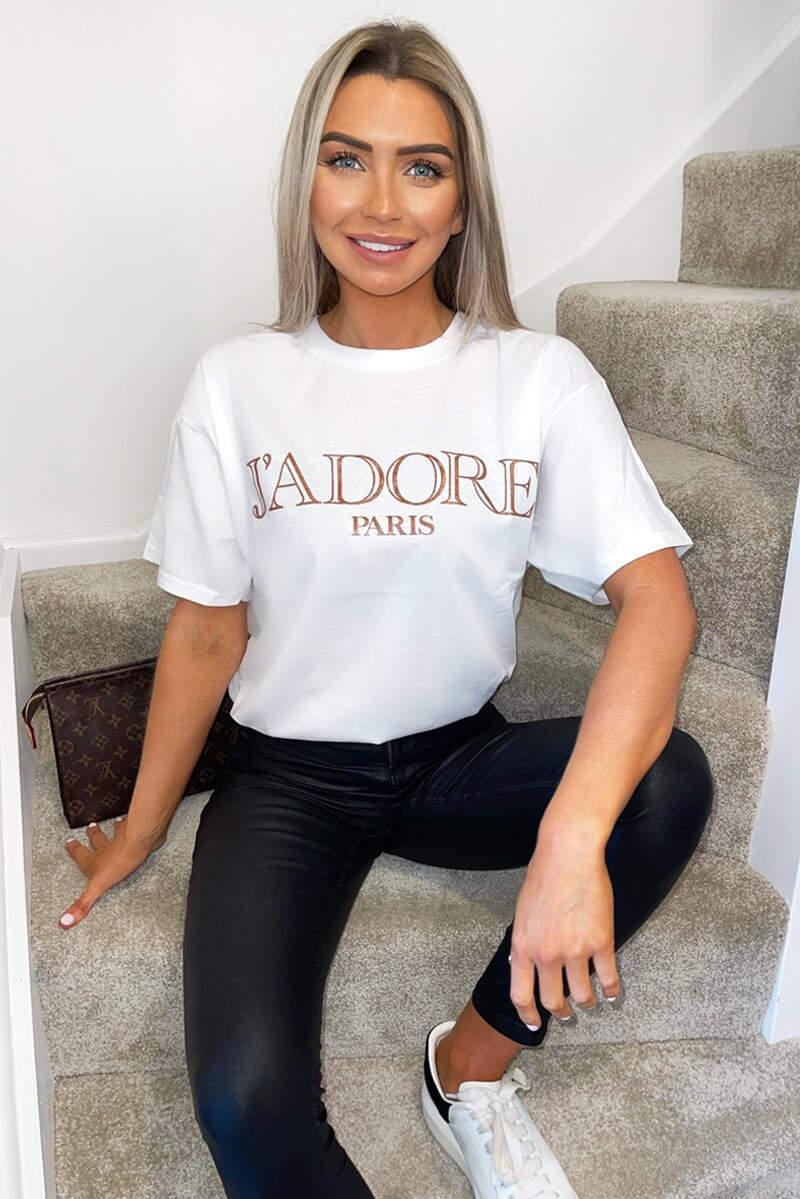 Oversized “J' Adore Paris” Short Sleeves T-Shirt