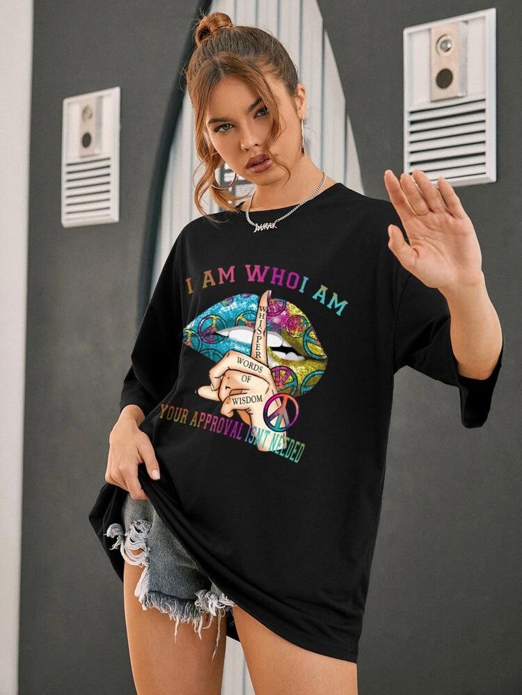 Oversized Whishper Words of Wisdom Short Sleeves T-Shirt