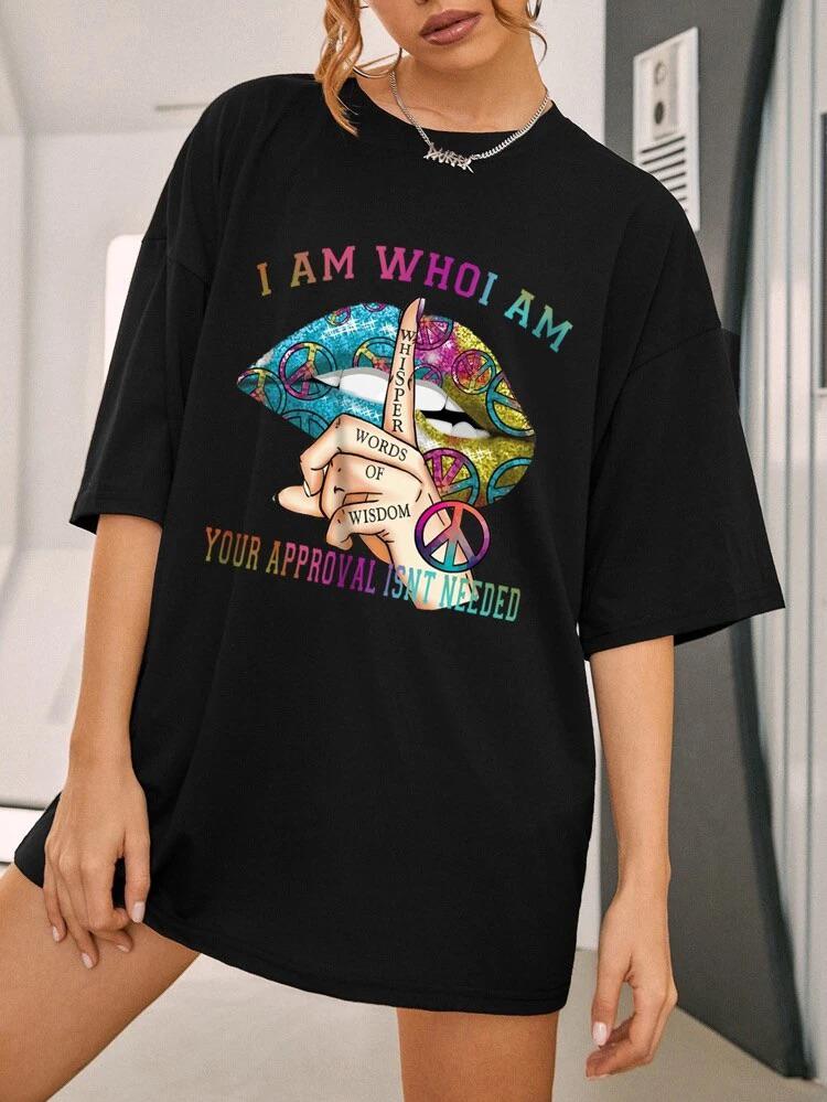Oversized Whishper Words of Wisdom Short Sleeves T-Shirt
