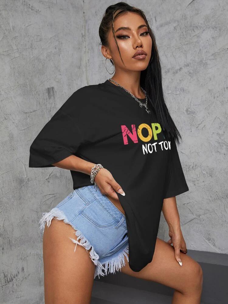 Oversized “Nope Not Today” Short Sleeves T-Shirt