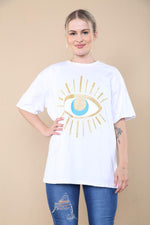 Load image into Gallery viewer, Oversized Sequin Eye Printed Short Sleeves T-Shirt
