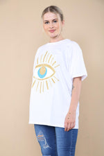 Load image into Gallery viewer, Oversized Sequin Eye Printed Short Sleeves T-Shirt
