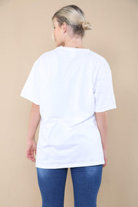Oversized Sequin Eye Printed Short Sleeves T-Shirt