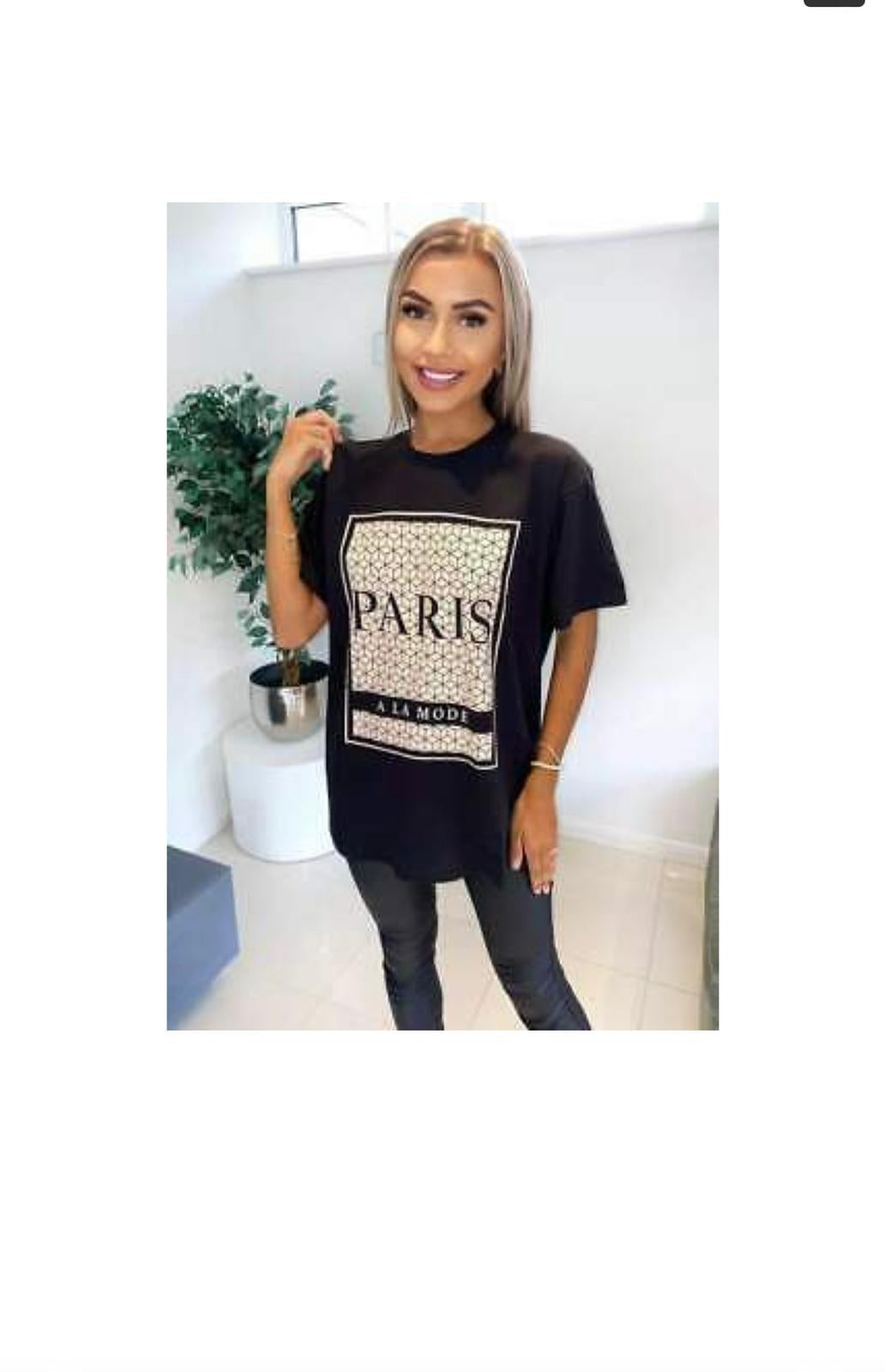 Oversized Printed Paris Short Sleeves T-Shirt