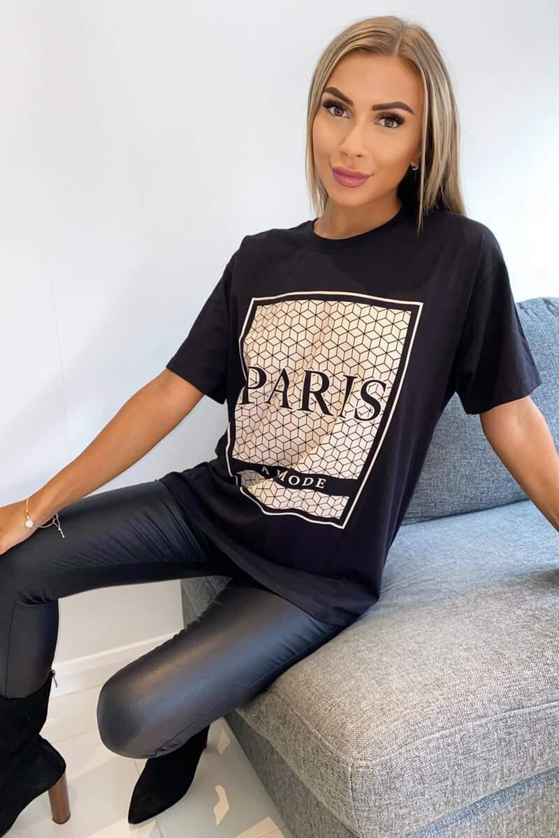 Oversized Printed Paris Short Sleeves T-Shirt