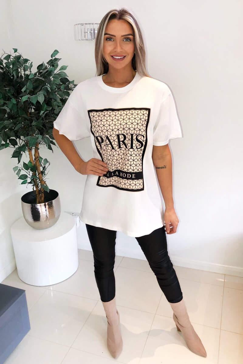 Oversized Printed Paris Short Sleeves T-Shirt