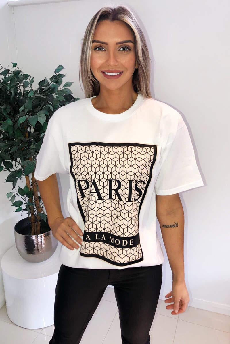 Oversized Printed Paris Short Sleeves T-Shirt