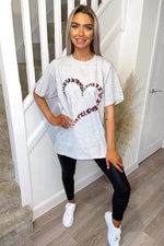 Load image into Gallery viewer, Oversized Printed Heart Short Sleeves T-Shirt
