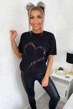 Load image into Gallery viewer, Oversized Printed Heart Short Sleeves T-Shirt
