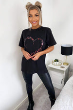 Load image into Gallery viewer, Oversized Printed Heart Short Sleeves T-Shirt
