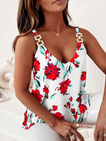 Load image into Gallery viewer, White Flower Chain Strap Top
