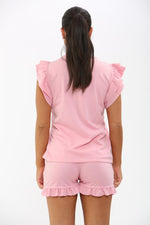 Load image into Gallery viewer, Frill Peplum Sleeve Top &amp; Short 2 Piece Tracksuit Set
