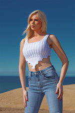 Load image into Gallery viewer, Asymmetric Imogen Hem Knitted Vest Crop Top
