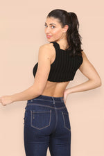 Load image into Gallery viewer, Asymmetric Imogen Hem Knitted Vest Crop Top
