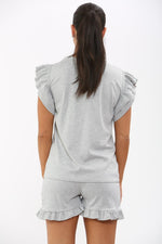 Load image into Gallery viewer, Frill Peplum Sleeve Top &amp; Short 2 Piece Tracksuit Set
