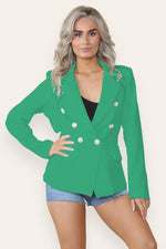 Load image into Gallery viewer, Fitted Linned Double Gold Button Collared Blazer Jacket
